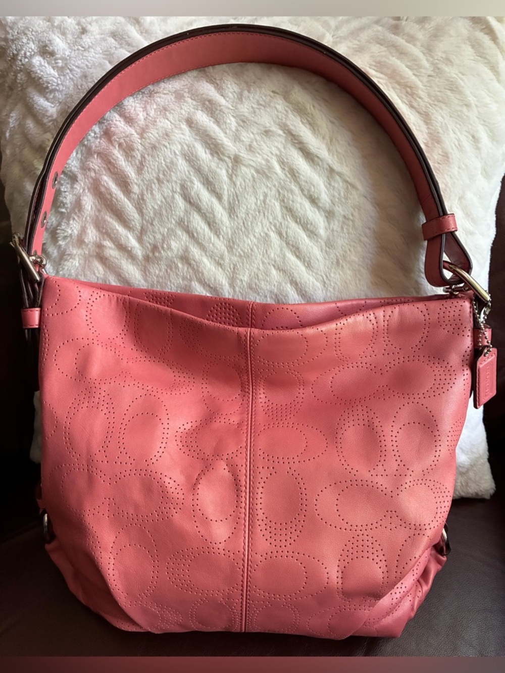 Coach Pink Coral Convertible Leather Shoulder Bag